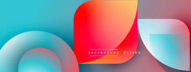 Soyut renkli şekiller çakışıyor. Gradyan renkler dinamik görsel efekt yaratır. Modern tasarım öğeleri yaratıcılığı ve yeniliği önerir.