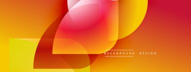 Soyut canlı tasarım, üst üste binen şekiller. Sıcak renk eğimleri dinamik görsel efekt yaratır. Modern estetik arka planlar için uygundur.