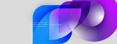 Soyut şekiller örtüşüyor, canlı renk değişimleri yaratıyor. Modern tasarım öğeleri akıcılık, yenilik, dinamik bileşim önerir.