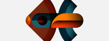 Soyut şekiller örtüşür, dinamik bileşim yaratır. Sıcak renkler serin renkleri karşılar. Minimalist tasarım modern estetiği çağrıştırıyor.