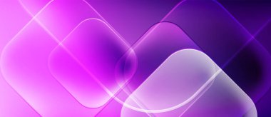 Soyut arkaplan canlı mor renkler, geometrik şekiller, parıldayan çizgiler içerir. Modern tasarım enerjiyi, derinliği, görsel ilgiyi çağrıştırıyor.
