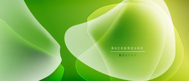 Soyut yeşil arkaplan. Yumuşak şekiller örtüşür, parlak bir etki yaratır. Modern tasarım elementleri hafif eğimler sunar.