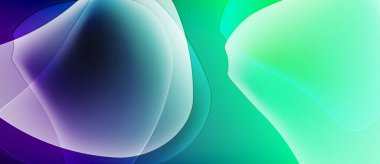 Soyut sıvı şekiller harmanlanarak canlı renk değişimleri yaratır. Mor, mavi, deniz mavisi renkleri baskın bileşim. Pürüzsüz geçişler hareketi akla getiriyor.