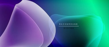 Soyut sıvı şekilleri mor, mavi ve yeşil renkleri harmanlar. Minimalist tasarım metin arkaplanı, tasarım içerir. Koyu arkaplan canlı renkleri vurgular.