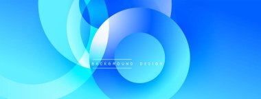 Soyut mavi arkaplan, üst üste binen daireler oluşturarak dinamik görsel efekt yaratır. Sancaklar ve sunumlar için modern tasarım uygun.