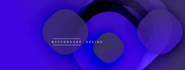 Soyut mavi daireler çakışıyor, dinamik görsel etki yaratıyor. Modern tasarım arka planlar ve sunumlar için uygundur. Gradyan gölgeler derinliği arttırır.