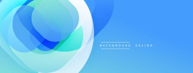 Soyut mavi tasarım üst üste binen şeffaf daireler. Pürüzsüz gradyanlar dinamik görsel efekt yaratır. Modern arkaplan ögesi.