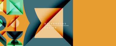 Soyut geometrik şekiller, canlı renkler modern tasarım yaratır. Turuncu, deniz mavisi, donanma egemen bileşimi. Minimalist estetik, uygun arkaplan veya afiş.