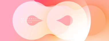 Soyut şekiller örtüşür, yumuşak eğimler yaratır. Şeftali, pembe renkler dizaynın hakimi. Minimalist estetik, modern his.