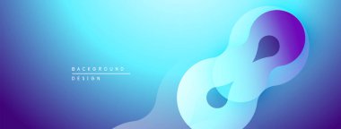Soyut sıvı şekilleri, mavi mor gradyan. Modern tasarım, düzgün kıvrımlar, projeler için zarif bir zemin. Minimalist estetik.