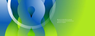 Soyut tasarım, akan şekiller, mavi-yeşil gradyan. Minimalist tarz, modern estetik, uygun arkaplan ögesi.