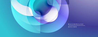Soyut akışkan şekiller, canlı maviler, morlar dinamik bir zemin oluşturur. Modern tasarım, pürüzsüz eğimler, zarif kompozisyon.