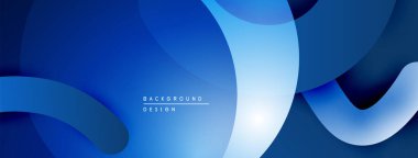 Soyut mavi arkaplan. Üst üste binen şekiller dinamik ve modern görsel efektler yaratır. Yumuşak eğimler derinliği, akıcılığı gösterir..