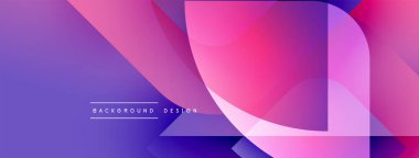 Soyut eğim arkaplanı. Mor, pembe renkler düzgün bir şekilde harmanlanır. Üst üste binen şekiller dinamik görsel efekt yaratır. Mevcut en küçük metin.