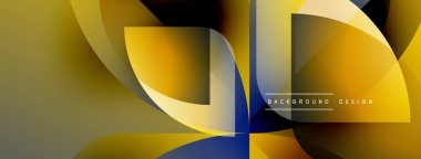 Soyut geometrik şekiller, altın renkler baskın gelir. Üst üste binen katmanlar dinamik görsel efekt yaratır. Modern tasarım elemanları.