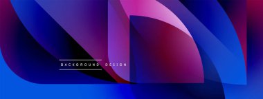 Soyut geometrik şekiller, canlı mavi, mor renkler. Modern tasarım, pürüzsüz gradyanlar dinamik görsel efekt yaratır. Metin arkaplan tasarımı okur.