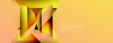 Soyut geometrik tasarım. Sıcak sarı, turuncu renkler dinamik görsel efekt yaratır. Çeşitli projeler için modern arkaplan.