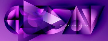 Soyut mor tasarım geometrik şekiller, gradyanlar, dinamik bileşimler içerir. Modern tarz, arka planlar ve sunumlar için uygun.