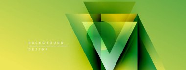 Soyut geometrik arkaplan. Yeşil, sarı gradyanlar üçgen şekiller oluşturur. Dijital projeler için modern tasarım.