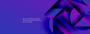 Soyut geometrik şekiller, canlı mor renkler, modern tasarım. Gradyan renkler dinamik görsel efekt yaratır. Minimalist stil.