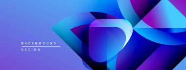 Soyut geometrik şekiller harmanlanarak canlı mavi mor gradyan oluşturur. Modern tasarım teknoloji, yenilik, akıcılık öneriyor..