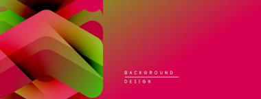 Soyut gradyan şekiller örtüşüyor, canlı renk geçişleri yaratıyor. Pembe, yeşil, sarı renkler tasarımda baskın. Metin arkaplan tasarımı okur.