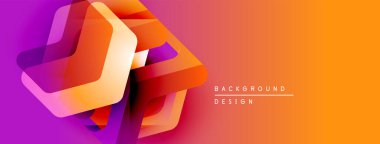 Soyut geometrik şekiller örtüşür, canlı bir değişim etkisi yaratır. Turuncu, mor renkler tasarımda baskın. Modern, dinamik kompozisyon.