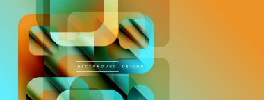 Soyut geometrik şekiller, canlı renklerin karışımı. Modern tasarım elementleri dinamik görsel doku oluşturur. Arkaplan özellikleri yuvarlak dikdörtgenler, gradyanlar.