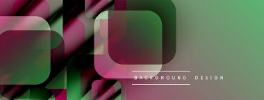 Soyut geometrik şekiller çakışıyor. Yeşil, pembe, kestane rengi modern görsel doku yaratır. Minimalist tasarım arka plan kullanımını öneriyor.