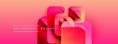 Soyut eğim arkaplanı. Üst üste binen şekiller dinamik görsel efekt yaratır. Pembe, turuncu renkler kompozisyona hakim. Metin arkaplan tasarımı okur.