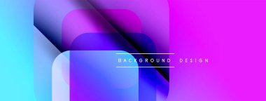 Soyut, enerjik şekiller çakışıyor. Mavi, mor, pembe renkler modern görsel efektler yaratır. Metin arkaplan tasarımı okur.