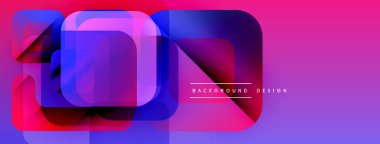 Soyut geometrik şekiller örtüşüyor, canlı pembe, mor renkler yaratıyor. Arkaplan ve sunumlar için modern tasarım ögesi.