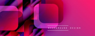 Soyut geometrik şekiller örtüşüyor, canlı pembe, mor renkler yaratıyor. Modern tasarım elementleri dinamik görsel deneyim önerir.