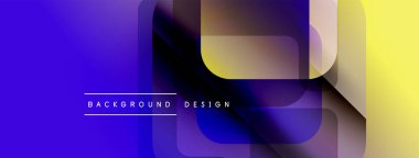 Soyut gradyan dikdörtgenler çakışıyor. Mavi, mor, sarı renkler modern arkaplan tasarımı yaratır. Metin arkaplan tasarımı okur.