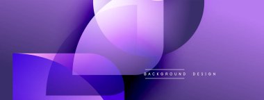 Soyut mor tasarım, üst üste binen şekiller. Renkler modern görsel efekt yaratır. Minimalist biçim arkaplan için uygun.