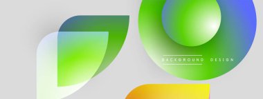 Soyut şekiller, canlı renkler, modern tasarım. Gradyan örtüler dinamik görsel efekt yaratır. Temiz arkaplan bileşimi arttırır.