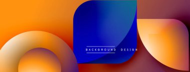 Soyut gradyanlar çakışıyor, dinamik görsel akış yaratıyor. Sıcak turuncu geçişler havalı mavilere, kırmızılara dönüşüyor. Modern tasarım ögesi.