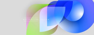 Soyut şekiller örtüşüyor, canlı renk değişimleri yaratıyor. Modern tasarım öğeleri akıcılık, yenilik, görsel cazibe.