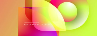 Canlı soyut şekiller örtüşüyor, renkli gradyanlar yaratıyor. Modern tasarım enerjik, dinamik, görsel olarak çekici geliyor..