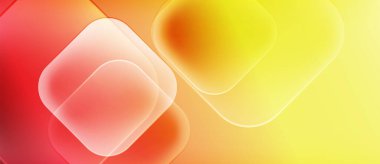 Soyut gradyanlar harmanlanarak yuvarlak kareler oluşturur. Sıcak renkler baskın gelir, yumuşak görsel efekt yaratır. Minimalist tasarım, modern estetik.