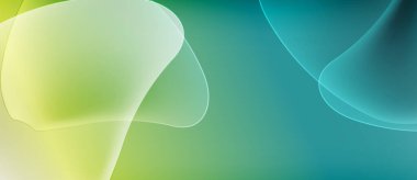 Soyut arkaplan özellikleri akan şekiller, yumuşak eğimler. Renkler sarı yeşilden yeşil renge karışıp sakin bir görsel etki yaratır..