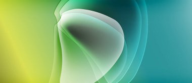 Soyut sıvı şekilleri sarı, yeşil ve mavi renkleri harmanlıyor. Yumuşak, organik formlar oluşturur. Minimalist tasarım sakin bir atmosferi çağrıştırıyor.