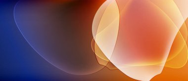 Soyut gradyanlar turuncu ve mavi renkleri harmanlarlar. Yumuşak kıvrımlar akışkan, parlak şekiller yaratır. Minimalist tasarım sıcaklığı ve huzuru çağrıştırıyor.