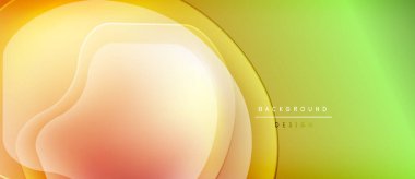 Soyut arkaplan dalgalı katmanlar, ılık turuncu, sarı, yeşil renkler içerir. Modern tasarım, pürüzsüz gradyanlar dinamik görsel efekt yaratır.