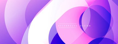 Soyut mor arkaplan. Üst üste binen daireler dinamik görsel efekt yaratır. Sancaklar ve sunumlar için modern tasarım uygun.