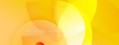 Soyut sarı arkaplan. Üst üste binen daireler dinamik ve modern tasarım yaratır. Gradyan gölgeler sıcak görsel deneyimler sunar. Basit metin arkaplan tasarımı okur.
