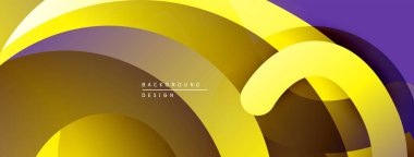 Soyut akışkan şekiller, canlı sarı, mor renkler. Modern tasarım, pürüzsüz eğimler dinamik kompozisyon yaratır. Minimalist estetik.