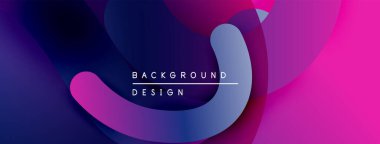 Soyut sıvı şekiller, canlı mor renkler, modern tasarım. Gradyan renkler dinamik görsel etki yaratır. Minimalist estetik.