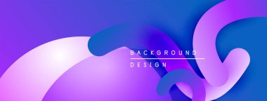 Soyut sıvı şekilleri, canlı mor, mavi gradyanlar. Arka planlar ve sunumlar için modern tasarım öğesi. Düz eğriler dinamik bileşim oluşturur.