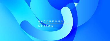 Soyut mavi şekiller dinamik arkaplan yaratır. Yumuşak eğimler hareketi gösterir, modern tasarım estetiği. Minimalist kompozisyon, temiz çizgiler.